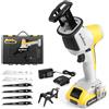 Enventor Sega a Gattuccio, 20V Brushless Sega Universale a Batteria 2.0AH, Sega Alternativa con Ganascia di Serraggio, Velocità 0-3000RPM, 15mm Lunghezza di Corsa, 6 Lame per Legno, Metallo