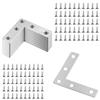 Qzakce Connettori Angolari in Acciaio 80x80mm Staffe Angolari Piatta a Forma di L Supporti Angolo Staffe Squadrette con Viti per Mensola di Legno Tavolo Sedia Finestre Mobili 20 Pezzi