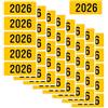 Bafiwu 200 adesivi con numeri annuali 2026, 6 × 2,5 cm, numero di etichette autoadesive per raccoglitori, documenti e ripiani, numeri annuali 2026 per raccoglitori (giallo)