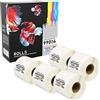 PRESTIGE CARTRIDGE R99014fiveV3 5 Compatibili Rotoli SLP-SRL 54mm x 101mm Etichette adesive per Seiko Smart SLP Pro Plus 100 120 200 220 240 410 420 430 440 450 (220 Etichette per Rotolo)