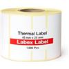 Labex Label Etichette termiche, 45 x 25 mm, 1000 pezzi, bianco, autoadesive, rettangolari, termodirette, per stampante Zebra GK420D, codice a barre e adesivi per indirizzi (bianco, 1 rotolo)