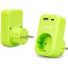 Garza - Adattatore Spina 3 in 1 con 1 Presa Schuko + 1 USB-A QC3.0 + 1 USB-C PD20W, Ricarica Rapida 20W, Protezione Bambini, 3680W, Portatile e Sicuro - Verde