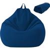 Yunlaishaocer Poltrona Sacco Bambini e Adulti, 80x90 CM Bean Bag Senza Imbottitura, Pouf Morbido Sacco con Chiusura Lampo, Antipolvere Fodera per Poltrona a Sacco, adatto Soggiorni, Camere (Blu)