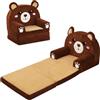 decalsweet Divano per Bambini 2-in-1 Pieghevole Schienale Poltrona, Comodi Peluche Divano per Bambini con Cerniera, Costante Leggero Divano Letto per Camerette, Poltroncina per Bambini (Orso)