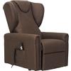 POLTRONE ITALIA Detraibile 19% Poltrona Large Relax Elettrica Rinforzata, 2 motori, reclinazione indipendente schiena piedi letto 180° 2 ruote max 160 Kg Antimacchia seduta indeformabile Marrone