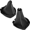 ZEALfix Custodia per leva cambio e soffietto freno a mano compatibile con Opel Corsa C costruzione 2000-2006 in vera pelle nera con cuciture bianche