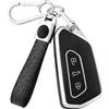 OFF WE GO Custodia Chiave Cover Chiave Guscio Chiavi per VW Golf 8 ID3 ID4 GTI MK8 Seat Leon MK4 Ateca Tarraco Skoda Octavia 8 Coprichiave Macchina Copri Chiavi Telecomando Portachiavi, Argento Nero