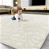 smiry Tappeto a pelo lungo, morbido, lavabile, antiscivolo, per corridoio, soggiorno, cameretta dei bambini, camera da letto, colore crema, 140 x 200 cm