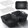 HONYAO Ninja Accessori Friggitrice ad Aria, HONYAO 4 pezzi Teglia in Silicone per Friggitrice ad Aria, Griglia Friggitrice ad Aria per AF400EU DZ400EU SL400EU e Altri Dual Zone AirFryers 8-10L senza BPA