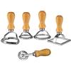 DYOUen 5 tagliapasta per ravioli, tagliapasta e ravioli con rotella per impasto, manico quadrato in legno a forma di cuore e bordo scanalato