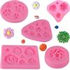 Gyxcelc 5 stampi in silicone a forma di fiore - Stampo 3D a forma di rosa, margherita, per fondente, cioccolato, glassa, argilla polimerica, cera, decorazione per torte, cottura, sapone, caramelle, gelatina