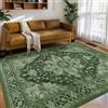 Homcomodar Tappeto Salotto Moderno 160x230cm, Tappeto Ingresso Interno, Tappeto Antiscivolo Lavabile, Grandi Tappeto Vintage per Cucina, Camera Da Letto, Ufficio, Verde