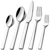 Homikit Set di posate in acciaio inox lucido, 30 pezzi, per 6 persone, set di posate con coltello, forchetta, cucchiaio per famiglia, feste, ristorante, bordo liscio, lavabile in lavastoviglie