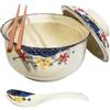 Ceraozmus Set di ciotole per ramen in ceramica da 800 ml con coperchio, cucchiaio e bacchette, ciotole per zuppa grandi vintage giapponesi, ciotola per noodle istantanei, stoviglie asiatiche (Colore*1)