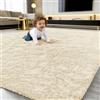 smiry Tappeto a pelo lungo per soggiorno, 160 x 220 cm, beige