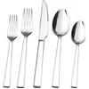 Herogo Set di posate da 60 pezzi, set di posate da 12 persone, in acciaio inox lucidato, posate da tavola argentate con forchetta, cucchiaio, set per famiglia/festa/hotel, antiruggine