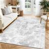 SHACOS Tappeto Salotto 140x200cm, Pelo Corto Astratto Tappeto Morbido Camera da Letto Antiscivolo e Lavabile Tappeti Moderni Soggiorno Tappeti di Zona per Salotto Cameretta Bambino, Grigio Chiaro