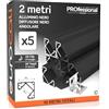 Eurocali 5x Profili Angolari da 2 metri (10mt) in Alluminio Nero per Strisce LED Copertura Opaca - larghezza max striscia led 12.1mm - 19 x 19