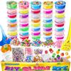 YOPINSAND 40 Colori Fai da Te Slime Kit Slime Making per Ragazze, Crystal Clear Slime, Glow in the Dark Slime con Sfere di Schiuma Aggiuntive, Charms, Glitter, Giocattolo Regalo per Bambini