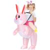 Little Bean Costume da dinosauro gonfiabile per bambini, costume da dinosauro, divertente da equitazione, Halloween, feste, cosplay, vestito per bambini (coniglietto rosa, 100-120 cm)