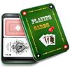 Generico Carte da Gioco Formato Poker, 2 Mazzi Plastificati in Scatola di Latta, Burraco Scala 40 Texas Hold'em
