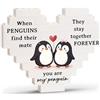 ZesGlyxyr Ti amo Regalo per lui lei, Targa a Forma di Pinguino a Forma di Cuore, Ornamento a Forma di Cuore, Pietre da Costruzione a Forma di Cuore Pinguino per Anniversario