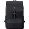 Expatrié Zaino da Donna Ella Nero - in Tela di Cotone ed Ecopelle - Zainetto Elegante ideale per Ufficio da 15l con Chiusura Magnetica e Zip