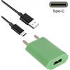 MAXY CARICABATTERIE DA PARETE PER CASA UFFICIO USB HHC-001 5W+ CAVO Type C GREEN PER CELLULARI