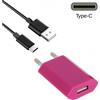 MAXY CARICABATTERIE DA PARETE PER CASA UFFICIO USB HHC-001 5W+ CAVO Type C MAGENTA PER CELLULARI
