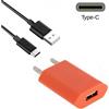 MAXY CARICABATTERIE DA PARETE PER CASA UFFICIO USB HHC-001 5W+ CAVO Type C ORANGE PER CELLULARI