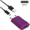 MAXY CARICABATTERIE DA PARETE PER CASA UFFICIO USB HHC-001 5W+ CAVO Type C PURPLE PER CELLULARI