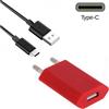 MAXY CARICABATTERIE DA PARETE PER CASA UFFICIO USB HHC-001 5W+ CAVO Type C RED PER CELLULARI