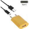MAXY CARICABATTERIE DA PARETE PER CASA UFFICIO USB HHC-001 5W+ CAVO Type C YELLOW PER CELLULARI