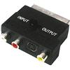Waytex 20010-Adattatore SCART a 3 x RCA Phono femmina a SVHS con interruttore Input/Output, colore: nero