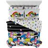 Franco Collectibles Sanrio Hello Kitty & Friends - Set di biancheria da letto super morbido e lenzuola, con federa, per letto matrimoniale, 7 pezzi (prodotto con licenza ufficiale al 100%)