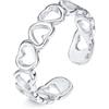 Amberta Anello Piede per Donna in Argento Sterling 925 Regolabile | Gioielli Estivi Donna Onda Cuore Fiore Delfino Corona: Cuore