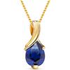 MIORE-Collana Donna con Ovale di Zaffiro. Ciondolo Oro Giallo 14KT 585-Catena in Argento 925 Placcata Oro 18KT Cm. 45 - Gioiello Anallergico