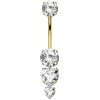 OUFER 14G Titanio G23 Piercing Ombelico Oro Filettatura Interna Cuore Piercing Ombelico Oro Anello Pendente Belly Bar CZ Trasparente Donna 8/10/12/14/16 mm