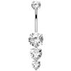 OUFER 14G Titanio G23 Piercing Ombelico Filettatura Interna Cuore Piercing Ombelico Anello Pendente 8 mm Belly Bar CZ Trasparente Navel Bar Cerchio Donna