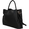 TWINSET Borsa Shopper da Donna in Pelle, Nero, Doppio Comparto con Tasca Zip, Manico Corto e Tracolla Regolabile, Modello 252TD8260