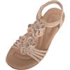 ABSOLUTE FOOTWEAR Sandali estivi da donna facili da infilare con motivo floreale con cinturino posteriore elasticizzato, Beige, 37 EU