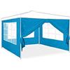 Relaxdays Tende per Gazebo Laterali, Set da 4, Telo Impermeabile in PVC, Pareti 3x2 m, 3 con Finestre, Parasole, Azzurro