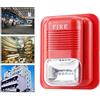 Sonew Allarme di protezione antincendio DC12 V/24 V, sistema di sicurezza allarme sirena con segnalatore stroboscopico, allarme acustico sirena 105 dB, ideale per gli uffici della scuola domestica