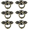 Heuskay 6 maniglie antiche ad anello con viti, in ottone anticato