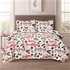 HowPlum Set di biancheria da letto per letto king size, motivo natalizio, colore: rosso, verde, bianco
