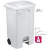 Adatto-M T115590 Contenitore mobile a pedale in plastica BIANCO 90 litri