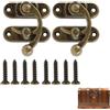 EceoThsy 2 Pezzi Con Viti Per Progetti Fai Da Te E Decorazione,Chiusura Antica Vintage Con Gancio Oscillante 42mm X 36mm - Blocco Chiusura Destra Placcato Bronzo, Vintage Right Locking Hook Closure