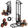 VEVOR Carrello Pieghevole per Scale Capacità di Salita Scale 100 kg, per Carichi Pesanti con Maniglia Telescopica, 6 Ruote e 2 Corde Elastiche, Carrello Saliscale per Generi Alimentari, Magazzino