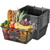 VEVOR Plastica Cestini per la Spesa Impilabili in Plastica PE da 21 Litri con Manici, Portatili per Generi Alimentari, Negozi, Supermercati, Uso Domestico, Carico di 9,07 kg, 12 pz, Nero