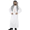 FIESTAS GUIRCA | Costume di Sceicco Bambini (7-9 Anni) - Copricapo e Tunica - Costumi da Principe del Deserto per Halloween, Carnevale e Feste in Maschera - Ideale per Bambini - Bianco e Grigio
